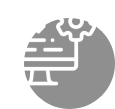 Ícone de um computador com uma engrenagem e códigos